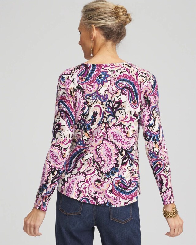 Paisley V-Neck Pullover Sweater - image 3